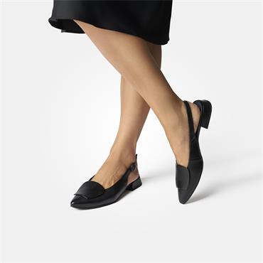 Paul Green Slingback Square Detail Pump - Black Leather